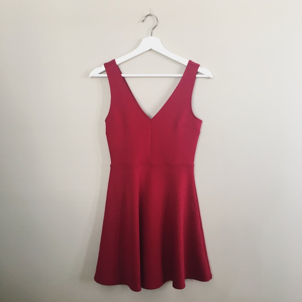 Sexy Red Scuba Knit Fit & Flare Dress